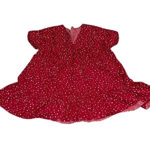 Red Polka Dot Womens Dress 7XL V-Neck Flowing Design Lightweight Polyester